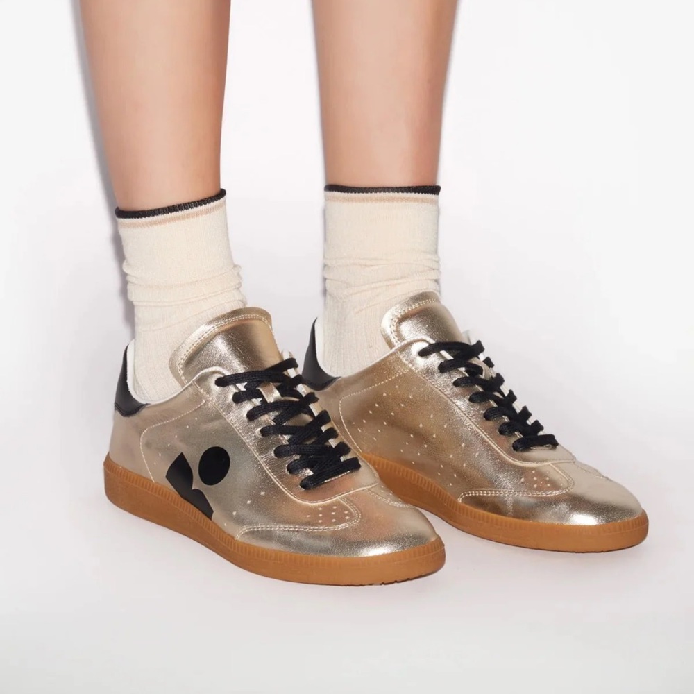 Isabel Marant Kaycee Sneakers light gold/black Metallic Shoes 38/ 8 New - Picture 2 of 8